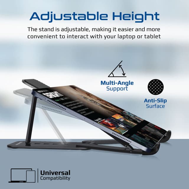 ستاند لابتوب ألمنيوم متغير الارتفاع  promate Alluminium Multi-Level Portable Laptop Stand - 205331