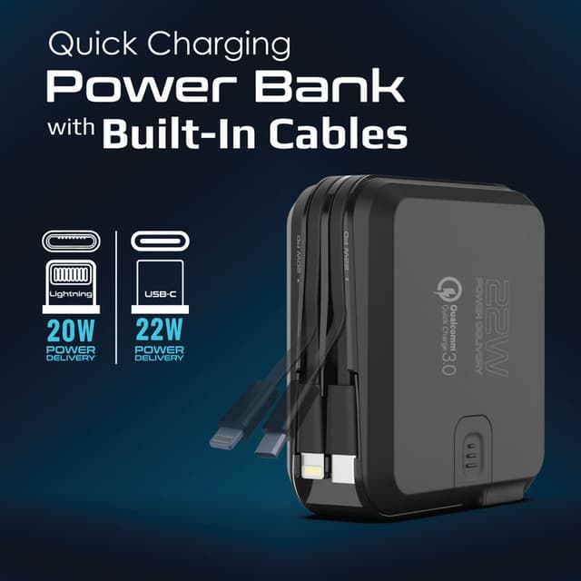 promate 15000mAh Quick Charging Power Bank With AC Charge-in