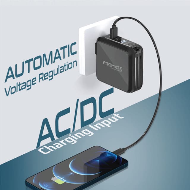 promate 15000mAh Quick Charging Power Bank With AC Charge-in