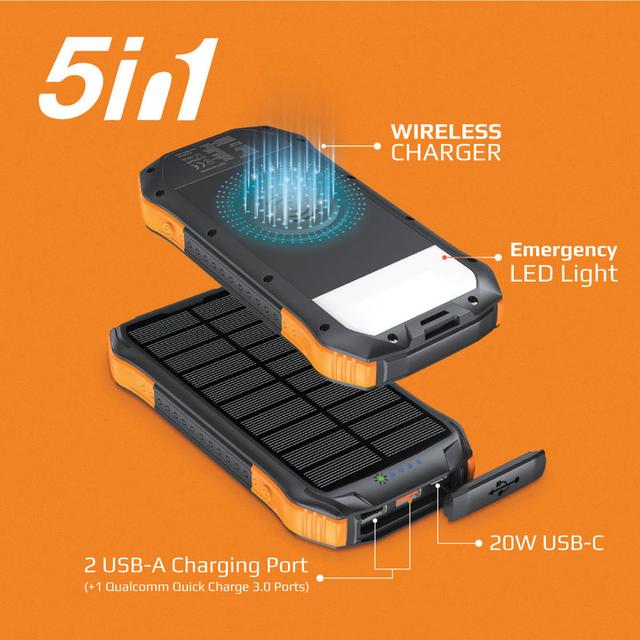 20000mAh Rugged EcoLight™ Solar Power Bank – Promate Technologies