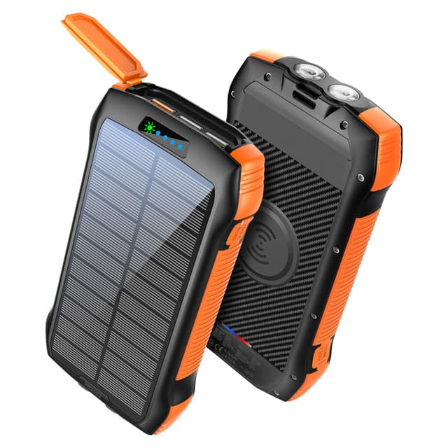 بور بانك شاحن متنقل لاسلكي 20000 مللي أمبير يدعم الشحن بالطاقة الشمسية Promate Rugged EcoLight Solar Power Bank