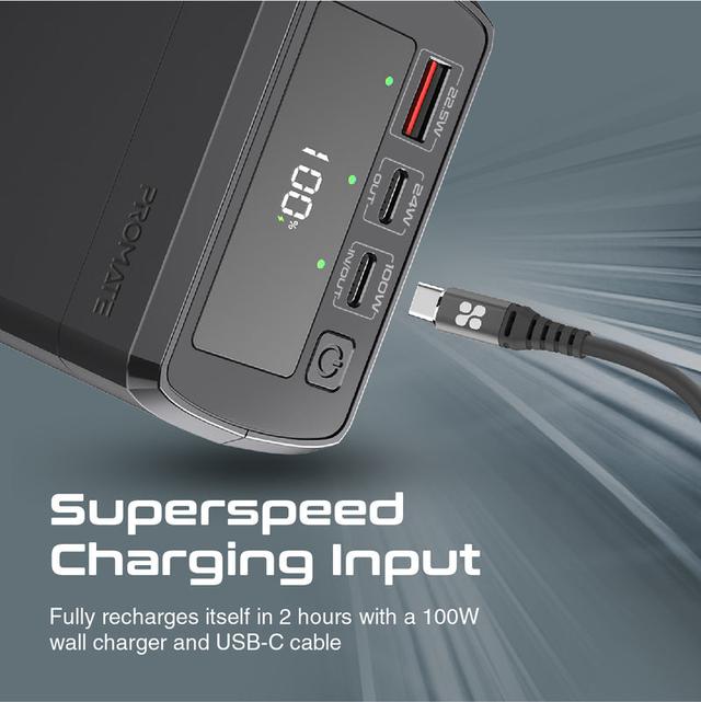 بور بانك 38000 ميللي أمبير 130 واط - يدعم الشحن السريع  PROMATE Quick Charging Power Bank - SW1hZ2U6NTM1NzMx