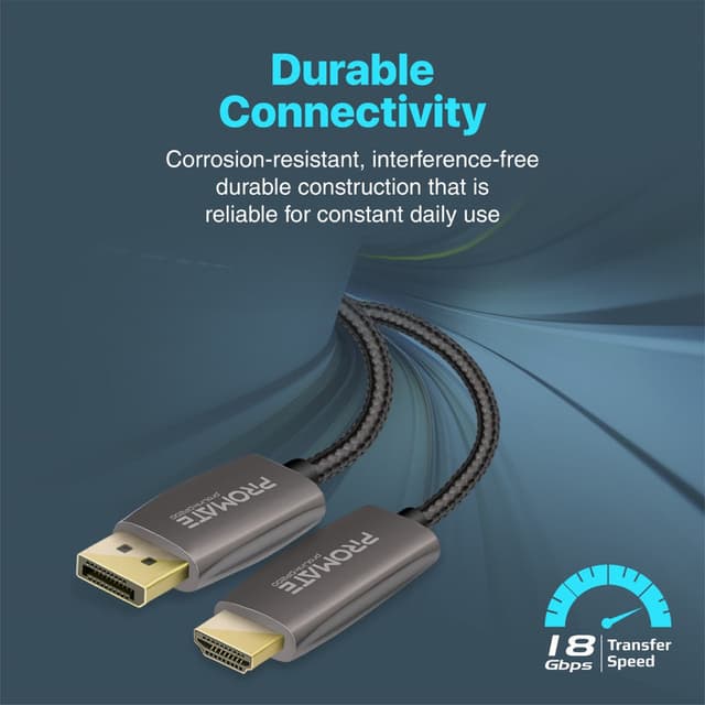 promate 4K@60Hz High-Definition DisplayPort to HDMI Cable