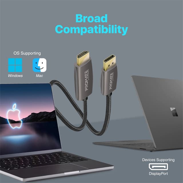promate 4K@60Hz High-Definition DisplayPort to HDMI Cable