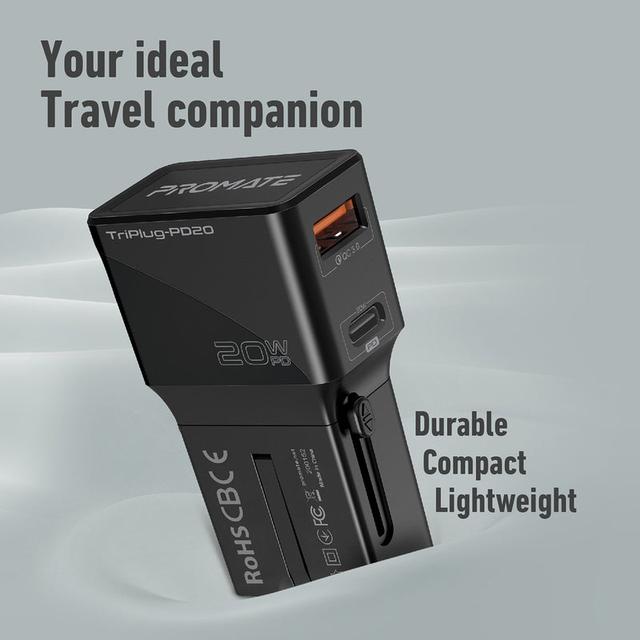 promate Sleek Universal Travel Adapter with 20W Power Delivery & Quick Charge 3.1 - SW1hZ2U6NTM2ODA1