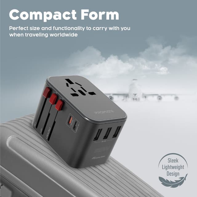 promate Smart Charging Surge Protected Universal Travel Adapter