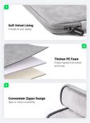 UGREEN Laptop Sleeve 13.3 Inch Compatible with MacBook Air 13 2021 2020 2019 PU Leather Case Water-Resistant Soft Padded Zipper Protective Briefcase-Gray