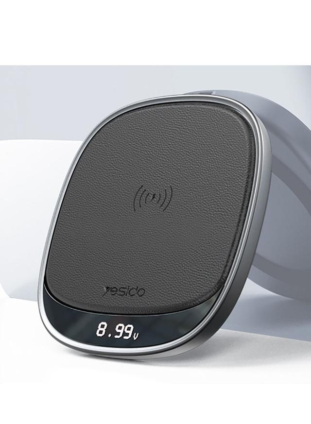 شاحن لاسلكي مكتبي مع شاشة رقمية بقدرة 15 وات | Yesido Digital LED Display Wireless Fast Charger