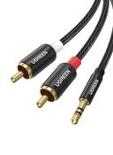 UGREEN RCA to 3.5mm Audio Cable 2 Male to Male Stereo Jack Phono Y Splitter Nylon-Braided Aux Cord for DJ Controller Dolby Digital DTS Speaker Gold-plated Connector-1M