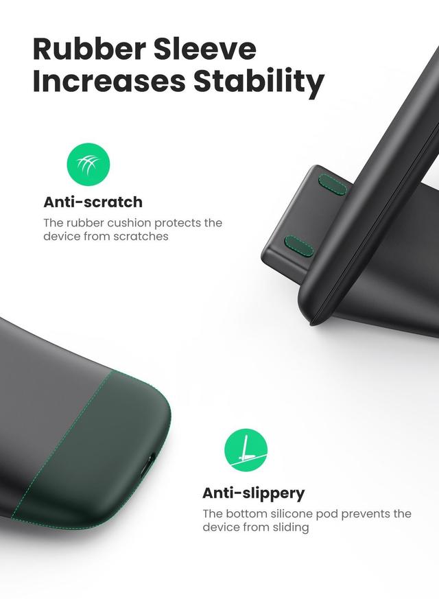 شاحن لاسلكي ( 15W ) - اسود UGREEN -  Fast Wireless Charger Stand Pad for iPhone 13 Pro 12 Pro Max 12 Pro 11 XS Max X 8P Samsung S20+ S20 S10 Note10 S9 Airpods 2 Pro