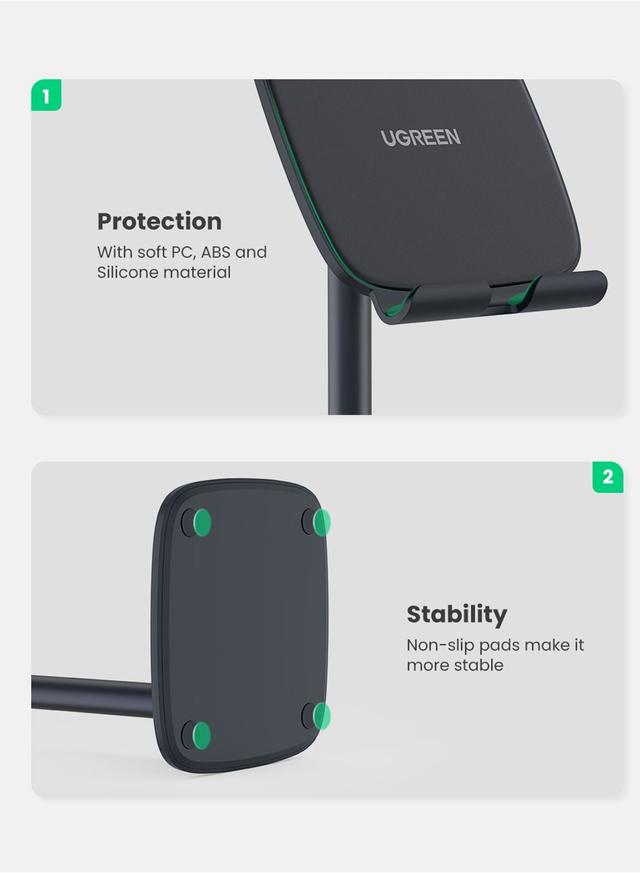 UGREEN Tablet Stand Foldable iPad Holder Metal Compatible With iPad/Pro /12.9 /2021/ 8th Generation / Mini Air 2021 Samsung Tab iPhone 13/13mini/13 Pro/13 Pro Max