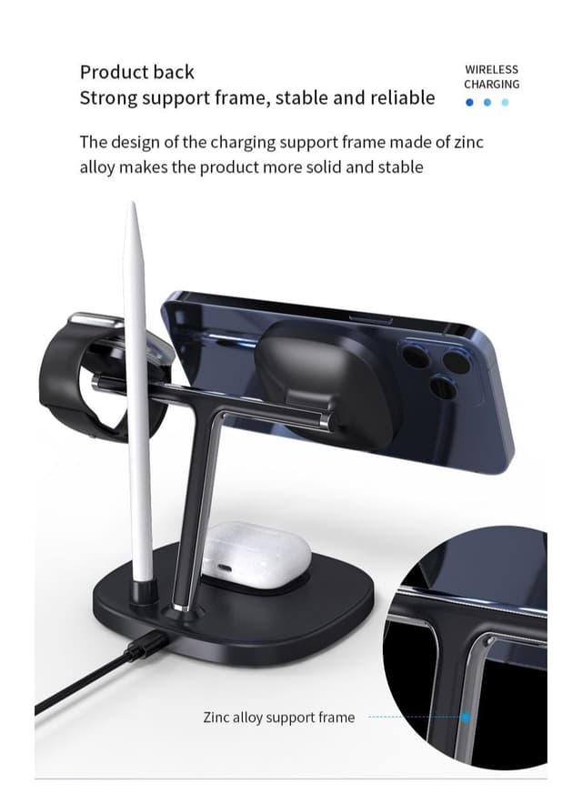 قاعدة شاحن ايفون لاسلكي 4 في 1 يسديو Yesido 4 in1 Wireless Charger Adapter