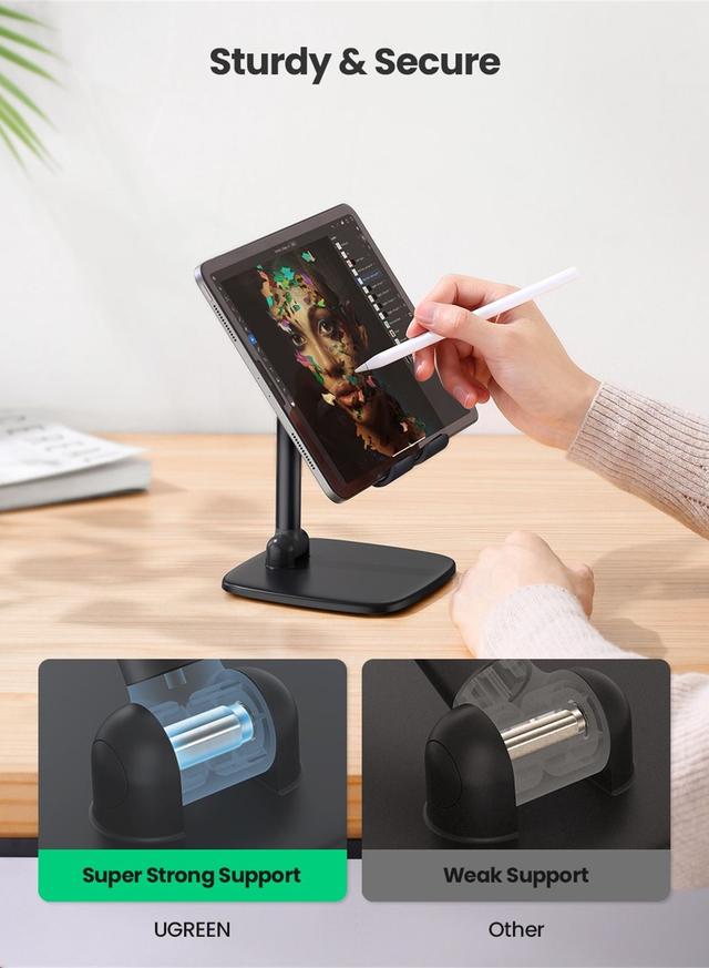 UGREEN Tablet Stand Foldable iPad Holder Metal Compatible With iPad/Pro /12.9 /2021/ 8th Generation / Mini Air 2021 Samsung Tab iPhone 13/13mini/13 Pro/13 Pro Max - SW1hZ2U6NTQwOTI1