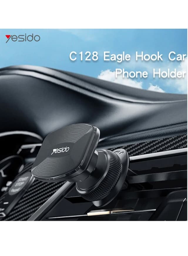 Yesido C128 360Â° Rotation, Eagle Hook Magnetic Car Air Vent Mobile Phone Holder - Black