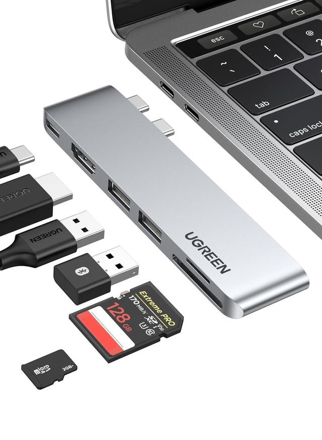 Hub USB C pour MacBook Pro/Air, 6 en 1 Adaptateur USB C avec HDMI 4K