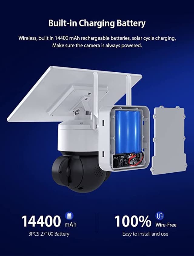 كاميرا مراقبة خارجية 360 درجة بالطاقة الشمسية 4G PTZ solar Battery Powered Floodlight camera
