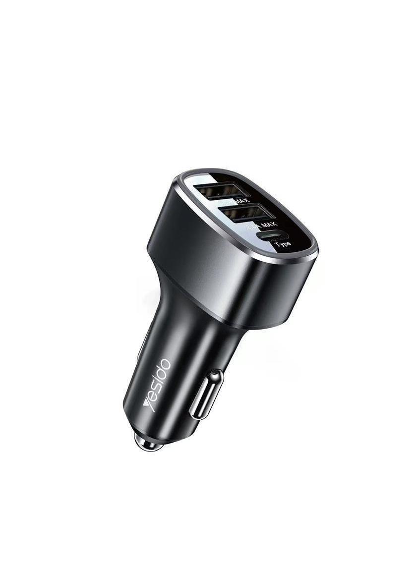 شاحن ولاعة سيارة سريع بثلاث منافذ | Yesido Fast Car USB Charger Adapter