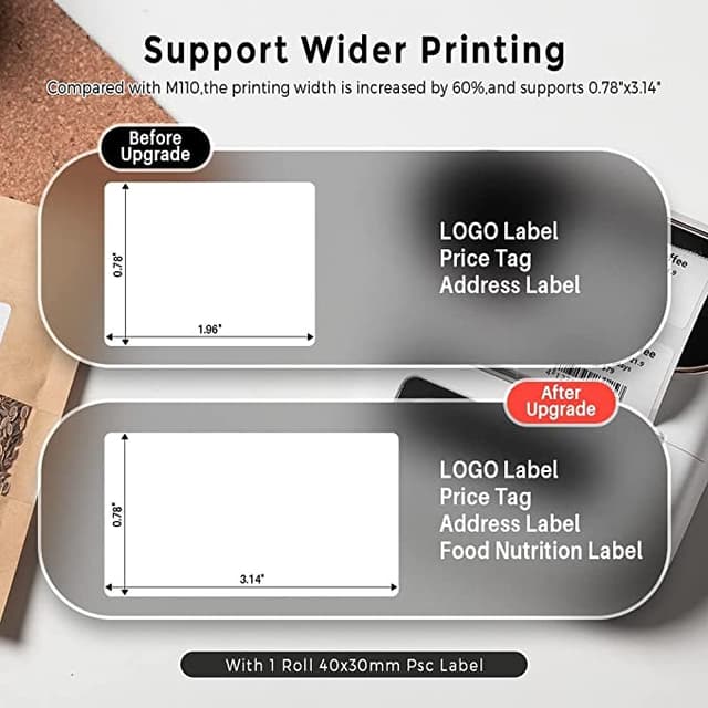 طابعة جوال فوميمو لاسلكية محمولة حرارية بدون حبر 80 مللي متر Phomemo M220 Multifunctional Portable Label Maker