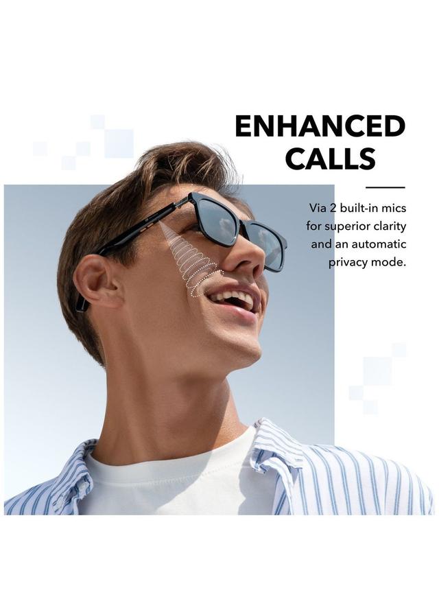نظارة شمسية ذكية بلوتوث 48 ملم أسود ساوندكور Soundcore Bluetooth Smart Sunglasses With Polarized Lenses And Tap To Call Option - SW1hZ2U6NTM4Njc2