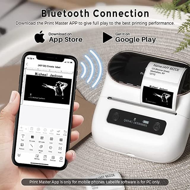 طابعة جوال فوميمو لاسلكية محمولة حرارية بدون حبر 80 مللي متر Phomemo M220 Multifunctional Portable Label Maker