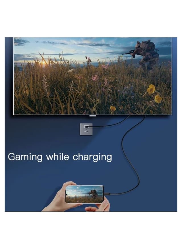 وصلة بروجكتر للجوال 1.8 متر أسود يسيدو  Yesido Black 1.8M USB-C To HDMI Adapter - 207042