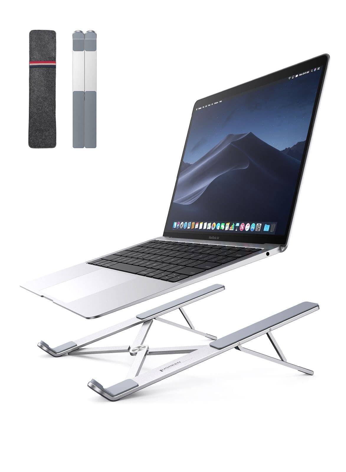 UGREEN Laptop Stand Aluminum Alloy Adjustable Eye Level Ergonomic Height Laptop Riser Holder Compatible for MacBook Pro 2021 Air Chromebook and More Storage Bag Included