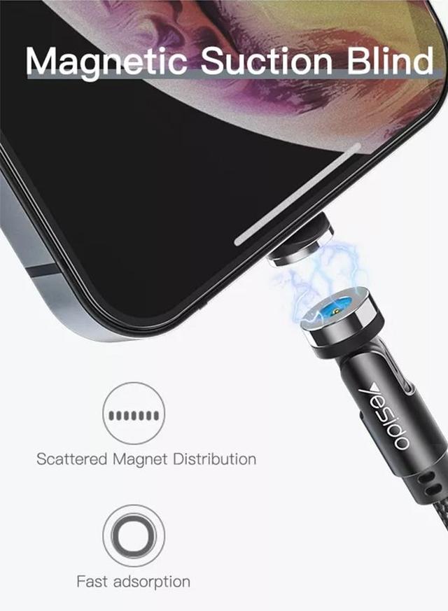 كيبل شحن متعدد المخارج 3في1 Rotating Magnetic 3in1 Cable - Yesido