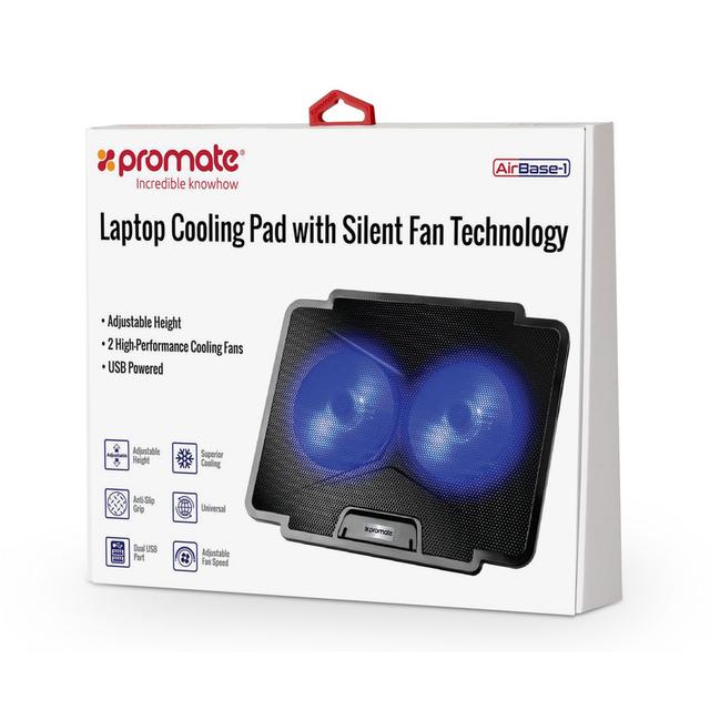 قاعدة تبريد لابتوب بمروحتين بروميت promate Laptop Cooling Pad with Silent Fan Technology