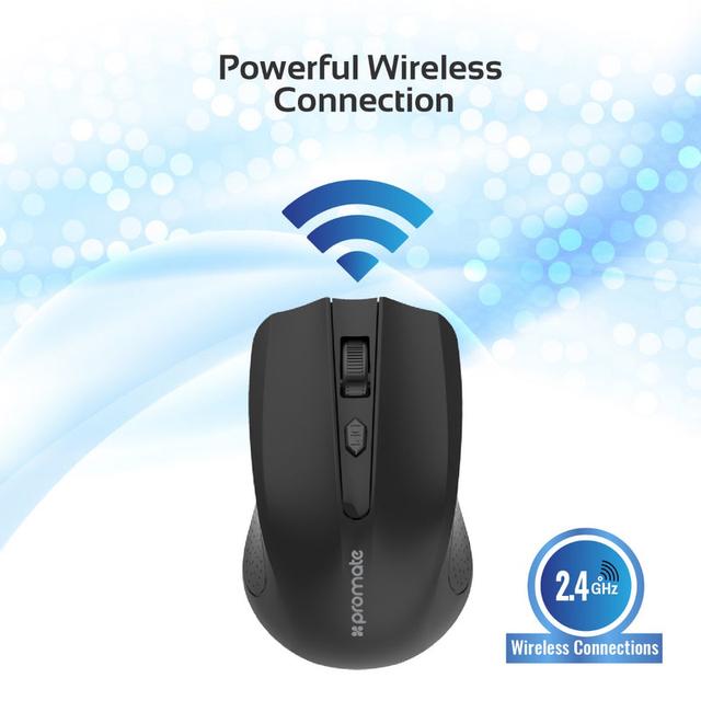 ماوس لا سلكية بتردد 2.4 جيجا هرتز لون أسود Wireless Ergonomic Optical Mouse