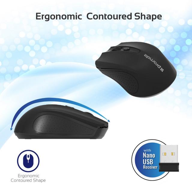 ماوس لا سلكية بتردد 2.4 جيجا هرتز لون أسود Wireless Ergonomic Optical Mouse
