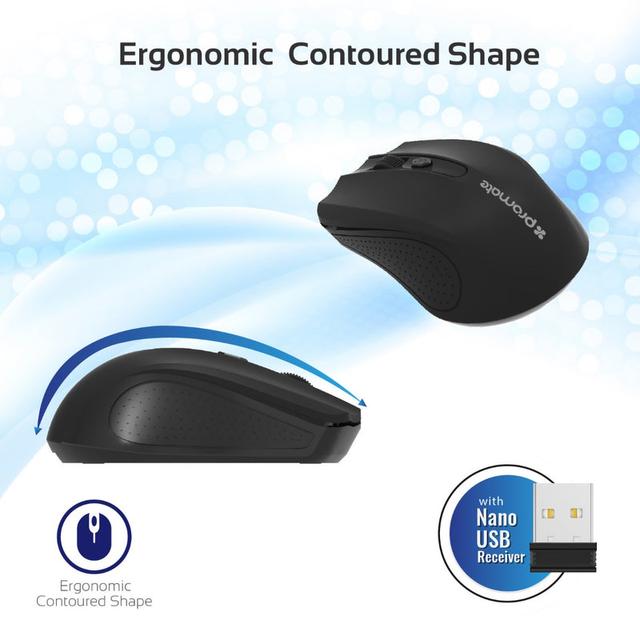 promate 2.4GHz Wireless Ergonomic Optical Mouse - SW1hZ2U6NTM0MDg0