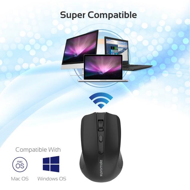 ماوس لا سلكية بتردد 2.4 جيجا هرتز لون أسود Wireless Ergonomic Optical Mouse