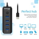 promate Ultra-Fast Portable USB 3.0 Hub with 4 Charge and Sync Ports