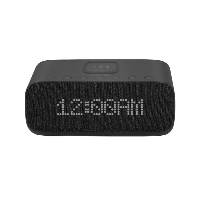 مكبر صوت بلوتوث مع منبه وشاحن لاسلكي باستطاعة 10 واط بروميت Promate Wireless Speaker with Alarm Clock Universal Wireless Charger