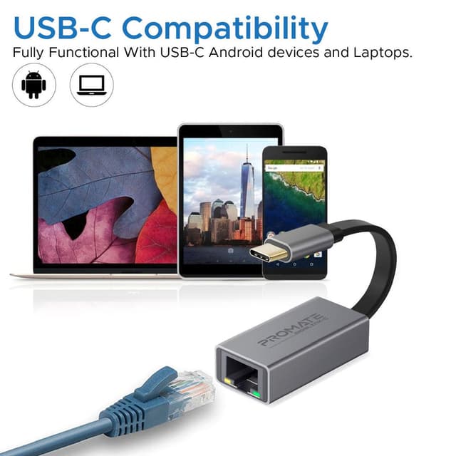 promate High Speed USB-C to Gigabit Ethernet Adapter