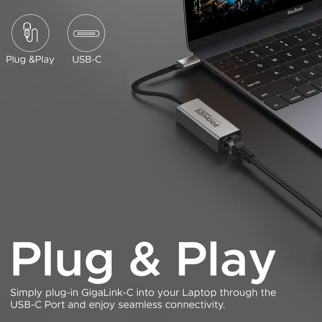 promate High Speed USB-C to Gigabit Ethernet Adapter