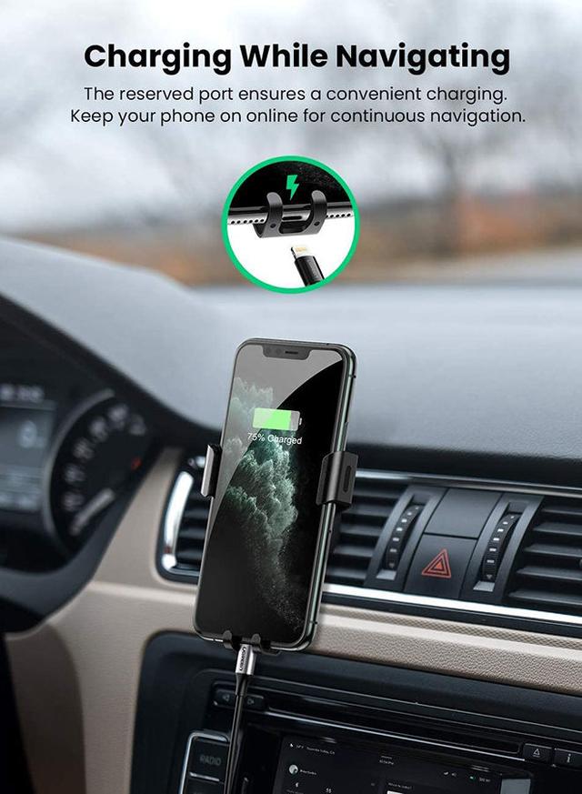 UGREEN Car Phone Holder for Air Vent Phone Holder Gravity Car Mobile Holder for iPhone 13,13 Mini,13 Pro,13 Pro Max,12,11,Galaxy S21,S20,Huawei Mate 30,Google Pixel 2 Grey - SW1hZ2U6NTQwNDc2