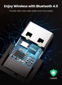 UGREEN USB Bluetooth 4.0 Adapter Wireless Dongle Plug and Play for Win 11 10 8.1 8 Support Win XP 7 Vista Laptop Desktop to Bluetooth Headphone Keyboard Mouse Game Controller Black Silver