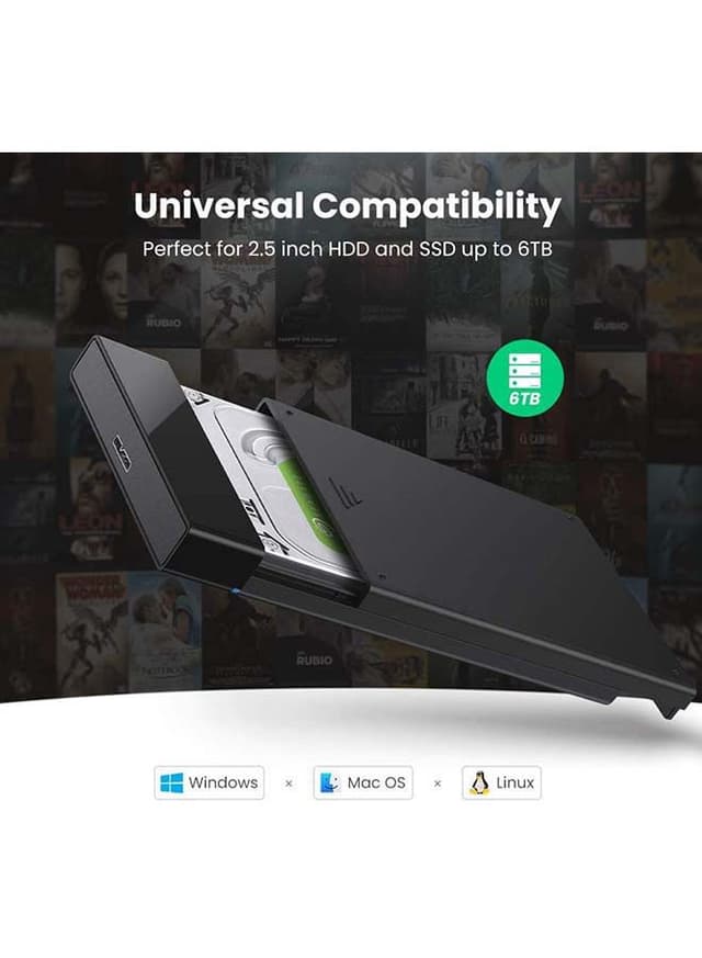 حافظة محرك الاقراص الصلبة الخارجية 2.5 USB 3.0 الجيل 1 إلى SATA لقرص صلب خارجي 2.5 بوصة 9. 5 مم 7 مم Sandisk, WD, Seagate, Toshiba Samsung, SATA I/5NIII، SSD, PS4 Black