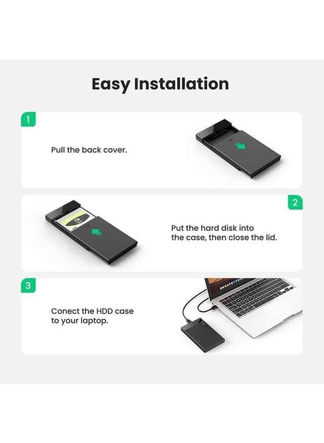 حافظة محرك الاقراص الصلبة الخارجية 2.5 USB 3.0 الجيل 1 إلى SATA لقرص صلب خارجي 2.5 بوصة 9. 5 مم 7 مم Sandisk, WD, Seagate, Toshiba Samsung, SATA I/5NIII، SSD, PS4 Black