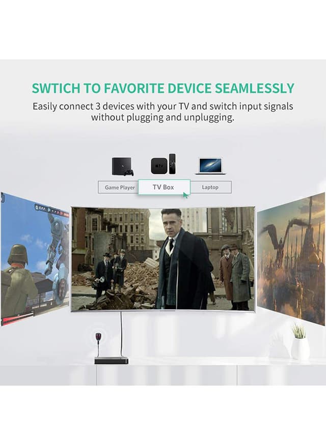 UGREEN 3 Port 3x1 HDMI Switch Splitter Black