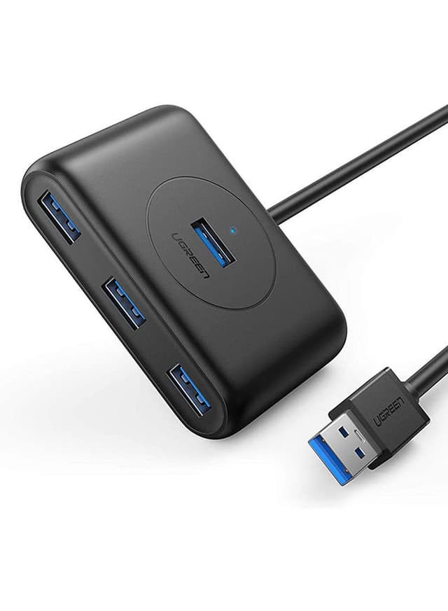 UGREEN USB 3.0 4 Port Data Hub with 1M Cable Extension USB Splitter Portable SuperSpeed Data Extender for Surface Pro MacBook Mac Mini iMac Microsoft Surface Black