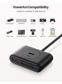 UGREEN USB 3.0 4 Port Data Hub with 1M Cable Extension USB Splitter Portable SuperSpeed Data Extender for Surface Pro MacBook Mac Mini iMac Microsoft Surface Black