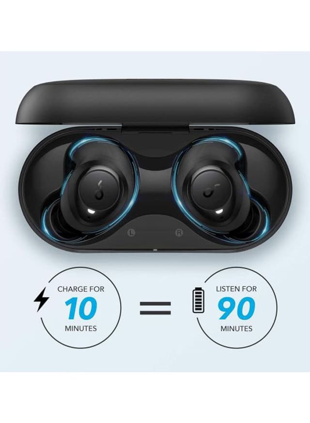 Soundcore Life Dot 2 Bluetooth Earphones, True Wireless Earbuds, 100H Playtime, 8mm Drivers, Superior Sound, Secure Fit with AirWings, Comfortable Design Ear Buds for Commute, Sports Black