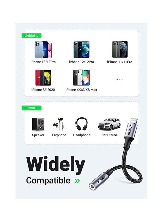 UGREEN Apple Headphones Adapter MFI Certified Lightning to 3.5mm Headphone Jack Converter for iPhone 13 13 Mini 13 Pro 13 Pro Max 12 mini 12 12 Pro 12 Pro Max iPad 9 Black