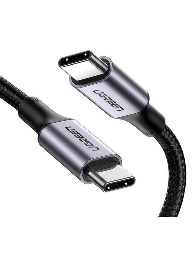 كيبل شحن USB C إلى 2.0 USB C - أسود UGREEN USB C Cable, Nylon-Braided USB-C to USB-C 2.0 Cord