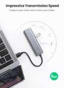 UGREEN USB 3.0 Hub 4 Port Ultra Slim Aluminum Data Hub Multiple USB Extension Dock for MacBook Mac Pro Mini iMac Surface Pro XPS PS5 PC USB Flash Drive Mobile HDD Grey