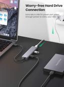 UGREEN USB 3.0 Hub 4 Port Ultra Slim Aluminum Data Hub Multiple USB Extension Dock for MacBook Mac Pro Mini iMac Surface Pro XPS PS5 PC USB Flash Drive Mobile HDD Grey
