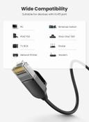 UGREEN Ethernet Cable 1M High Speed 10Gbps CAT6a Ultra Slim LAN RJ45 Network Cord Gigabit Lead Compatible with PS5/PS4 Xbox One/Series WiFi Box Smart TV Modem Router Black