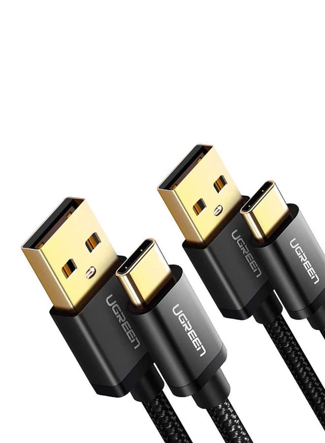 UGREEN USB C Cable Samsung Fast Charging Cable 2Pack 3A USB A to USB C Data Cord Nylon Braided Compatible for MacBook Pro, Nintendo Switch, Huawei MateBook iPad mini 6 etc - 2M black